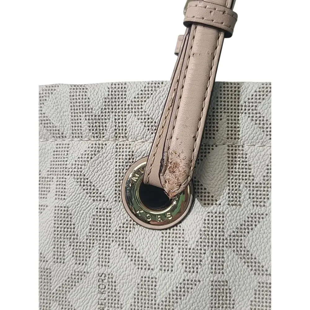Michael Michael Kors Jet Set Logo Monogram Tote Cream - Picture 3 of 7